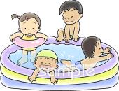 学習塾や教室向けプール 水遊び無料イラストお試しフリー素材(カット)