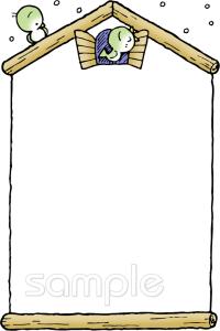 学習塾や教室向け1月 小鳥 お知らせ枠無料イラストお試しフリー素材(カット)