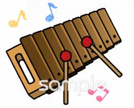 学習塾や教室向け木琴 マリンバ シロフォン無料イラストお試しフリー素材(カット)