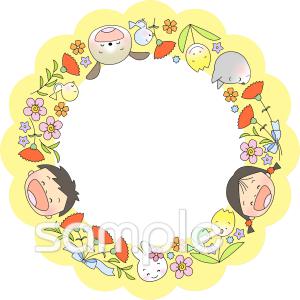 学習塾や教室向けフォトフレーム 5月無料イラストお試しフリー素材(カット)