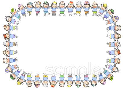 学習塾や教室向けおゆうぎ会 子ども ワク無料イラストお試しフリー素材(カット)