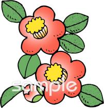 学習塾や教室向けツバキ 花無料イラストお試しフリー素材(カット)