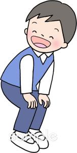 学習塾や教室向け男の子 中腰無料イラストお試しフリー素材(カット)