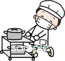 学習塾や教室向け給食当番 男の子無料イラストお試しフリー素材(カット)