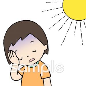 学習塾や教室向け具合が悪い 猛暑無料イラストお試しフリー素材(カット)
