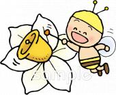 学習塾や教室向け花 ミツバチ無料イラストお試しフリー素材(カット)