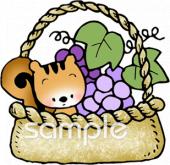 学習塾や教室向けりす ぶどう無料イラストお試しフリー素材(カット)