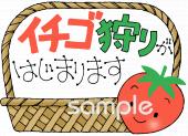 学習塾や教室向けイチゴがり無料イラストお試しフリー素材(カット)
