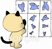 学習塾や教室向け猫 視力無料イラストお試しフリー素材(カット)