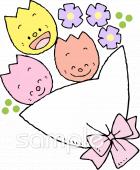 学習塾や教室向けチューリップ 花束無料イラストお試しフリー素材(カット)