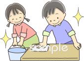 学習塾や教室向け教室 そうじ無料イラストお試しフリー素材(カット)
