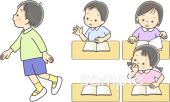 学習塾や教室向け授業中 席を立たない無料イラストお試しフリー素材(カット)