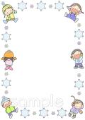 学習塾や教室向けフレーム 冬のこども無料イラストお試しフリー素材(カット)