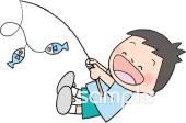 学習塾や教室向け男の子 魚釣り無料イラストお試しフリー素材(カット)
