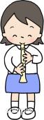 学習塾や教室向け女の子 縦笛無料イラストお試しフリー素材(カット)