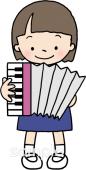 学習塾や教室向け女の子 アコーディオン無料イラストお試しフリー素材(カット)