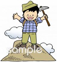 児童福祉施設向け登山 頂上無料イラストお試しフリー素材(カット)