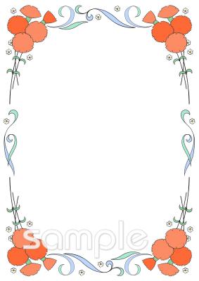 児童福祉施設向け母の日 カーネーション フレーム無料イラストお試しフリー素材(カット)