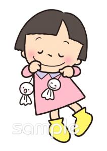 児童福祉施設向け女の子 てるてる坊主 6月の壁面飾り無料イラストお試しフリー素材(カット)
