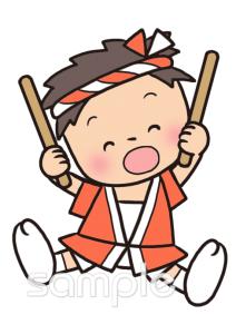 児童福祉施設向けお祭り 太鼓無料イラストお試しフリー素材(カット)