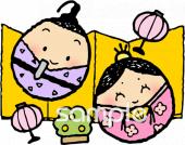 児童福祉施設向け雛祭り 雛人形 屏風無料イラストお試しフリー素材(カット)