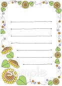 児童福祉施設向け罫線 おたより ひまわり無料イラストお試しフリー素材(カット)