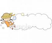 児童福祉施設向けシャボン玉 女の子無料イラストお試しフリー素材(カット)