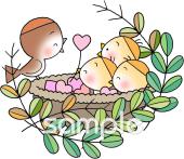 児童福祉施設向け子育て スズメ無料イラストお試しフリー素材(カット)