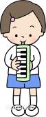 児童福祉施設向け女の子 鍵盤ハーモニカ無料イラストお試しフリー素材(カット)