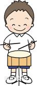 児童福祉施設向け男の子 小太鼓無料イラストお試しフリー素材(カット)
