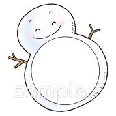 児童福祉施設向け雪だるま 文字枠無料イラストお試しフリー素材(カット)