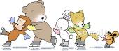 児童福祉施設向けスケート 動物無料イラストお試しフリー素材(カット)