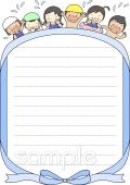 児童福祉施設向けお手紙用紙 子ども 夏無料イラストお試しフリー素材(カット)