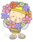 児童福祉施設向けミツバチ 花輪無料イラストお試しフリー素材(カット)
