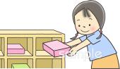 老人ホームやデイサービス向け学校生活 整理整頓無料イラストお試しフリー素材(カット)