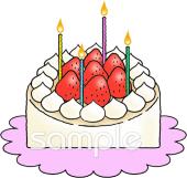 老人ホームやデイサービス向けケーキ キャンドル無料イラストお試しフリー素材(カット)