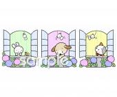 老人ホームやデイサービス向け窓 雨の日無料イラストお試しフリー素材(カット)