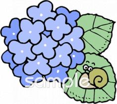 老人ホームやデイサービス向けあじさい かたつむり無料イラストお試しフリー素材(カット)