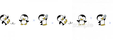 老人ホームやデイサービス向けペンギン 飾りライン無料イラストお試しフリー素材(カット)