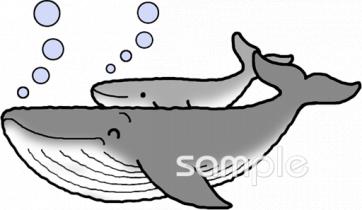 老人ホームやデイサービス向け親子 くじら無料イラストお試しフリー素材(カット)