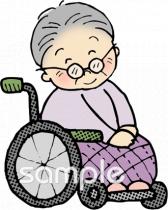 老人ホームやデイサービス向け車椅子 おばあさん無料イラストお試しフリー素材(カット)