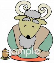 老人ホームやデイサービス向けヤギ 長寿無料イラストお試しフリー素材(カット)