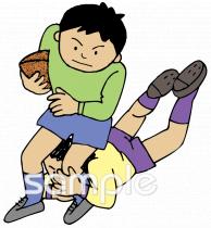 老人ホームやデイサービス向けラグビー タックル無料イラストお試しフリー素材(カット)