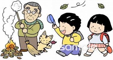 老人ホームやデイサービス向けあいさつ 通学路無料イラストお試しフリー素材(カット)