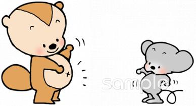 老人ホームやデイサービス向けタヌキ 腹鼓無料イラストお試しフリー素材(カット)