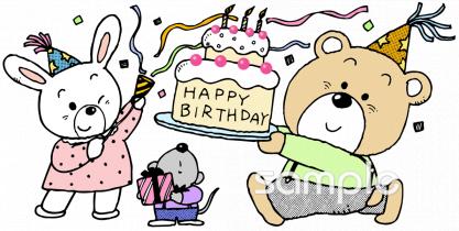 老人ホームやデイサービス向けハッピーバースデー 誕生日会無料イラストお試しフリー素材(カット)