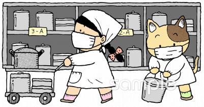 老人ホームやデイサービス向け給食室無料イラストお試しフリー素材(カット)