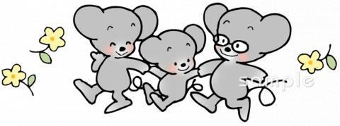 老人ホームやデイサービス向け家族 ねずみ無料イラストお試しフリー素材(カット)