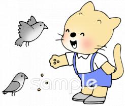 老人ホームやデイサービス向け餌やり無料イラストお試しフリー素材(カット)