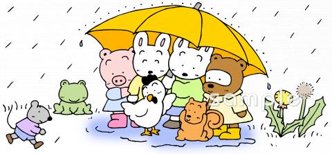 老人ホームやデイサービス向け傘 友だち無料イラストお試しフリー素材(カット)